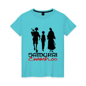 Женская футболка хлопок с принтом Самурай Чамплоо в Кировске, 100% хлопок | прямой крой, круглый вырез горловины, длина до линии бедер, слегка спущенное плечо | anime | samurai champloo | аниме | анимэ | самурай чамплу