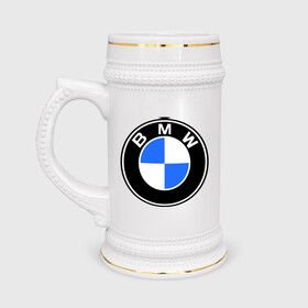 Кружка пивная с принтом Logo BMW в Кировске,  керамика (Материал выдерживает высокую температуру, стоит избегать резкого перепада температур) |  объем 630 мл | автобренды | автомобильные | бмв | лого | машина | тачка