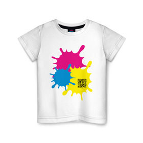 Детская футболка хлопок с принтом blur design в Кировске, 100% хлопок | круглый вырез горловины, полуприлегающий силуэт, длина до линии бедер | qr | кляксы | код | разноцветные | шифр | яркие