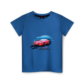 Детская футболка хлопок с принтом toyota supra красная в Кировске, 100% хлопок | круглый вырез горловины, полуприлегающий силуэт, длина до линии бедер | tourer | toyota supra | супра | тойота | японские автомобили