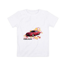Детская футболка хлопок с принтом toyota celica красная в Кировске, 100% хлопок | круглый вырез горловины, полуприлегающий силуэт, длина до линии бедер | celica | toyota celica | тойота | целика | японские автомобили