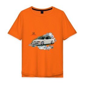 Мужская футболка хлопок Oversize с принтом Honda ACCORD в Кировске, 100% хлопок | свободный крой, круглый ворот, “спинка” длиннее передней части | honda | honda accord | tourer | хонда аккорд | японские автомобили