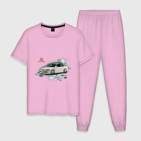 Мужская пижама хлопок с принтом Honda ACCORD в Кировске, 100% хлопок | брюки и футболка прямого кроя, без карманов, на брюках мягкая резинка на поясе и по низу штанин
 | honda | honda accord | tourer | хонда аккорд | японские автомобили