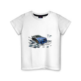Детская футболка хлопок с принтом Nisan Skyline в Кировске, 100% хлопок | круглый вырез горловины, полуприлегающий силуэт, длина до линии бедер | Тематика изображения на принте: nissan skyline | tourer | ниссан | скайлайн | японские автомобили