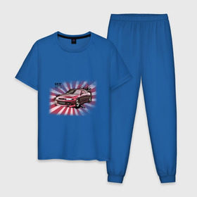 Мужская пижама хлопок с принтом Nisan Skyline красная в Кировске, 100% хлопок | брюки и футболка прямого кроя, без карманов, на брюках мягкая резинка на поясе и по низу штанин
 | nissan skyline | tourer | ниссан | скайлайн | японские автомобили