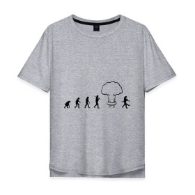 Мужская футболка хлопок Oversize с принтом Эволюция после взрыва в Кировске, 100% хлопок | свободный крой, круглый ворот, “спинка” длиннее передней части | атомная бомба | мутант | радиация | эволюция | экология | ядерный взрыв