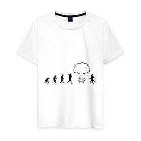 Мужская футболка хлопок с принтом Эволюция после взрыва в Кировске, 100% хлопок | прямой крой, круглый вырез горловины, длина до линии бедер, слегка спущенное плечо. | атомная бомба | мутант | радиация | эволюция | экология | ядерный взрыв