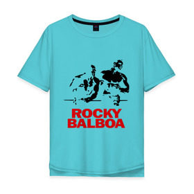 Мужская футболка хлопок Oversize с принтом Rocky Balboa в Кировске, 100% хлопок | свободный крой, круглый ворот, “спинка” длиннее передней части | boxing | боксер | роки | рокки | рокки бальбоа | спорт