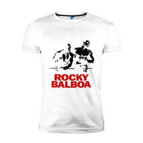 Мужская футболка премиум с принтом Rocky Balboa в Кировске, 92% хлопок, 8% лайкра | приталенный силуэт, круглый вырез ворота, длина до линии бедра, короткий рукав | boxing | боксер | роки | рокки | рокки бальбоа | спорт