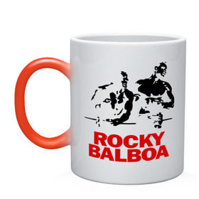 Кружка хамелеон с принтом Rocky Balboa в Кировске, керамика | меняет цвет при нагревании, емкость 330 мл | boxing | боксер | роки | рокки | рокки бальбоа | спорт
