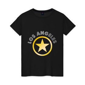 Женская футболка хлопок с принтом Los Angeles в Кировске, 100% хлопок | прямой крой, круглый вырез горловины, длина до линии бедер, слегка спущенное плечо | америка | голливуд | звезда | лос анджелес | сша
