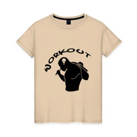Женская футболка хлопок с принтом WorkOut B в Кировске, 100% хлопок | прямой крой, круглый вырез горловины, длина до линии бедер, слегка спущенное плечо | 