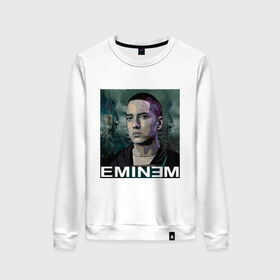 Женский свитшот хлопок с принтом постер Eminem в Кировске, 100% хлопок | прямой крой, круглый вырез, на манжетах и по низу широкая трикотажная резинка  | Тематика изображения на принте: eminm | slim shady | еминем | реп | репчик | рэп