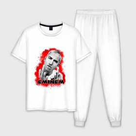 Мужская пижама хлопок с принтом Eminem blood в Кировске, 100% хлопок | брюки и футболка прямого кроя, без карманов, на брюках мягкая резинка на поясе и по низу штанин
 | eminm | slim shady | еминем | реп | репчик | рэп