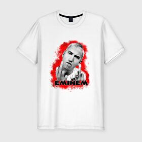 Мужская футболка премиум с принтом Eminem blood в Кировске, 92% хлопок, 8% лайкра | приталенный силуэт, круглый вырез ворота, длина до линии бедра, короткий рукав | Тематика изображения на принте: eminm | slim shady | еминем | реп | репчик | рэп