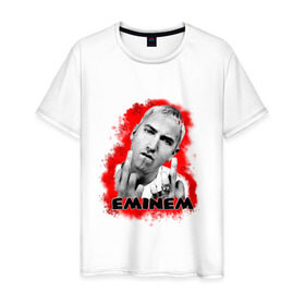 Мужская футболка хлопок с принтом Eminem blood в Кировске, 100% хлопок | прямой крой, круглый вырез горловины, длина до линии бедер, слегка спущенное плечо. | Тематика изображения на принте: eminm | slim shady | еминем | реп | репчик | рэп