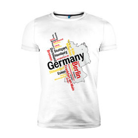 Мужская футболка премиум с принтом Германия (крупные города) в Кировске, 92% хлопок, 8% лайкра | приталенный силуэт, круглый вырез ворота, длина до линии бедра, короткий рукав | germany | германия | город | города | для туристов | туристические