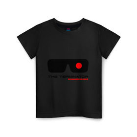 Детская футболка хлопок с принтом The Terminator в Кировске, 100% хлопок | круглый вырез горловины, полуприлегающий силуэт, длина до линии бедер | Тематика изображения на принте: terminator | очки терминатор | терминатор | шварценеггер | шварцнеггер
