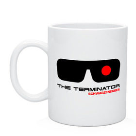 Кружка с принтом The Terminator в Кировске, керамика | объем — 330 мл, диаметр — 80 мм. Принт наносится на бока кружки, можно сделать два разных изображения | terminator | очки терминатор | терминатор | шварценеггер | шварцнеггер