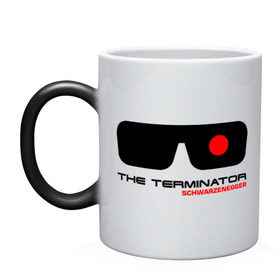 Кружка хамелеон с принтом The Terminator в Кировске, керамика | меняет цвет при нагревании, емкость 330 мл | Тематика изображения на принте: terminator | очки терминатор | терминатор | шварценеггер | шварцнеггер