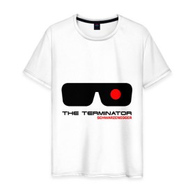 Мужская футболка хлопок с принтом The Terminator в Кировске, 100% хлопок | прямой крой, круглый вырез горловины, длина до линии бедер, слегка спущенное плечо. | terminator | очки терминатор | терминатор | шварценеггер | шварцнеггер