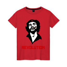 Женская футболка хлопок с принтом Che Guevara Revolution в Кировске, 100% хлопок | прямой крой, круглый вырез горловины, длина до линии бедер, слегка спущенное плечо | че гевара