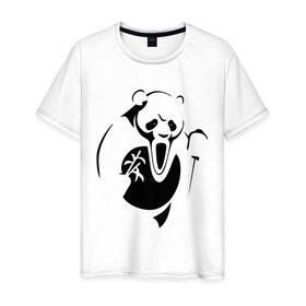 Мужская футболка хлопок с принтом Панда крик в Кировске, 100% хлопок | прямой крой, круглый вырез горловины, длина до линии бедер, слегка спущенное плечо. | панда