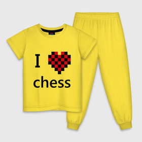 Детская пижама хлопок с принтом I love chess в Кировске, 100% хлопок |  брюки и футболка прямого кроя, без карманов, на брюках мягкая резинка на поясе и по низу штанин
 | chess | i love chess | шахматы | я люблю шахматы
