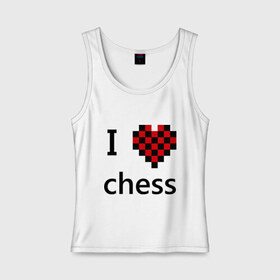 Женская майка хлопок с принтом I love chess в Кировске, 95% хлопок, 5% эластан |  | chess | i love chess | шахматы | я люблю шахматы