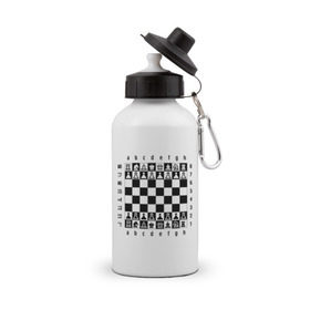 Бутылка спортивная с принтом Шахматная достка в Кировске, металл | емкость — 500 мл, в комплекте две пластиковые крышки и карабин для крепления | шахматист | шахматная доска | шахматы