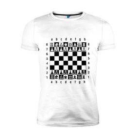 Мужская футболка премиум с принтом Шахматная достка в Кировске, 92% хлопок, 8% лайкра | приталенный силуэт, круглый вырез ворота, длина до линии бедра, короткий рукав | шахматист | шахматная доска | шахматы