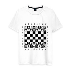 Мужская футболка хлопок с принтом Шахматная достка в Кировске, 100% хлопок | прямой крой, круглый вырез горловины, длина до линии бедер, слегка спущенное плечо. | шахматист | шахматная доска | шахматы