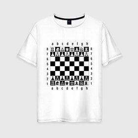 Женская футболка хлопок Oversize с принтом Шахматная достка в Кировске, 100% хлопок | свободный крой, круглый ворот, спущенный рукав, длина до линии бедер
 | шахматист | шахматная доска | шахматы