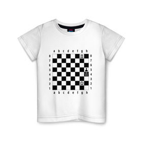 Детская футболка хлопок с принтом Шахматная комбинация 1 в Кировске, 100% хлопок | круглый вырез горловины, полуприлегающий силуэт, длина до линии бедер | комбинация | шахматист | шахматная доска | шахматы