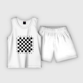 Детская пижама с шортами хлопок с принтом Шахматная комбинация 1 в Кировске,  |  | комбинация | шахматист | шахматная доска | шахматы