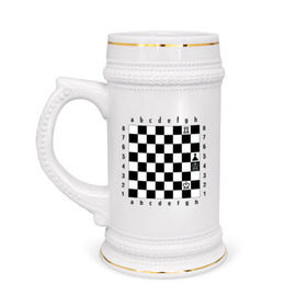 Кружка пивная с принтом Шахматная комбинация 1 в Кировске,  керамика (Материал выдерживает высокую температуру, стоит избегать резкого перепада температур) |  объем 630 мл | комбинация | шахматист | шахматная доска | шахматы