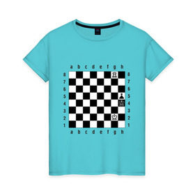 Женская футболка хлопок с принтом Шахматная комбинация 1 в Кировске, 100% хлопок | прямой крой, круглый вырез горловины, длина до линии бедер, слегка спущенное плечо | комбинация | шахматист | шахматная доска | шахматы