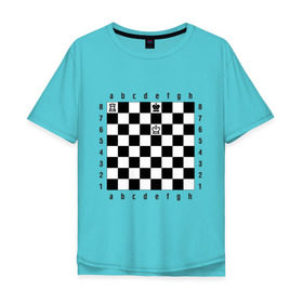 Мужская футболка хлопок Oversize с принтом Комбинация шах и мат в Кировске, 100% хлопок | свободный крой, круглый ворот, “спинка” длиннее передней части | Тематика изображения на принте: checkmate | мат | шах | шах и мат | шахматист | шахматная доска | шахматы