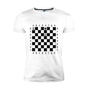 Мужская футболка премиум с принтом Комбинация шах и мат в Кировске, 92% хлопок, 8% лайкра | приталенный силуэт, круглый вырез ворота, длина до линии бедра, короткий рукав | Тематика изображения на принте: checkmate | мат | шах | шах и мат | шахматист | шахматная доска | шахматы