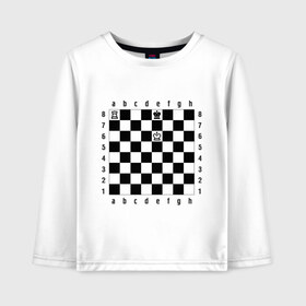 Детский лонгслив хлопок с принтом Комбинация шах и мат в Кировске, 100% хлопок | круглый вырез горловины, полуприлегающий силуэт, длина до линии бедер | checkmate | мат | шах | шах и мат | шахматист | шахматная доска | шахматы