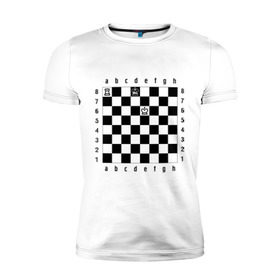 Мужская футболка премиум с принтом Комбинация Шах в Кировске, 92% хлопок, 8% лайкра | приталенный силуэт, круглый вырез ворота, длина до линии бедра, короткий рукав | checkmate | мат | шах | шах и мат | шахматист | шахматная доска | шахматы