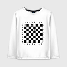Детский лонгслив хлопок с принтом Комбинация Шах в Кировске, 100% хлопок | круглый вырез горловины, полуприлегающий силуэт, длина до линии бедер | checkmate | мат | шах | шах и мат | шахматист | шахматная доска | шахматы