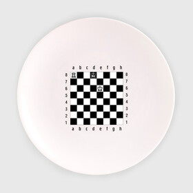 Тарелка с принтом Комбинация Шах в Кировске, фарфор | диаметр - 210 мм
диаметр для нанесения принта - 120 мм | checkmate | мат | шах | шах и мат | шахматист | шахматная доска | шахматы