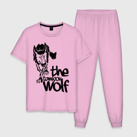 Мужская пижама хлопок с принтом тамбовский волк в Кировске, 100% хлопок | брюки и футболка прямого кроя, без карманов, на брюках мягкая резинка на поясе и по низу штанин
 | wolf | волк | животные