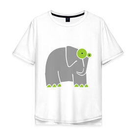 Мужская футболка хлопок Oversize с принтом Веселый слоник в Кировске, 100% хлопок | свободный крой, круглый ворот, “спинка” длиннее передней части | слон