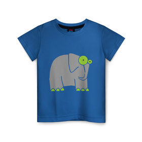 Детская футболка хлопок с принтом Веселый слоник в Кировске, 100% хлопок | круглый вырез горловины, полуприлегающий силуэт, длина до линии бедер | Тематика изображения на принте: слон