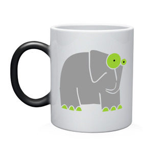 Кружка хамелеон с принтом Веселый слоник в Кировске, керамика | меняет цвет при нагревании, емкость 330 мл | слон