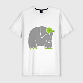 Мужская футболка премиум с принтом Веселый слоник в Кировске, 92% хлопок, 8% лайкра | приталенный силуэт, круглый вырез ворота, длина до линии бедра, короткий рукав | слон