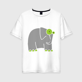 Женская футболка хлопок Oversize с принтом Веселый слоник в Кировске, 100% хлопок | свободный крой, круглый ворот, спущенный рукав, длина до линии бедер
 | Тематика изображения на принте: слон