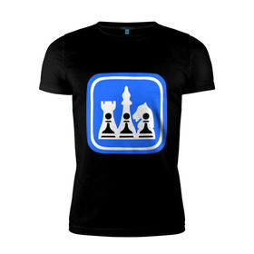 Мужская футболка премиум с принтом белые-черные в Кировске, 92% хлопок, 8% лайкра | приталенный силуэт, круглый вырез ворота, длина до линии бедра, короткий рукав | chess | дорожный знак | знак | шахматы